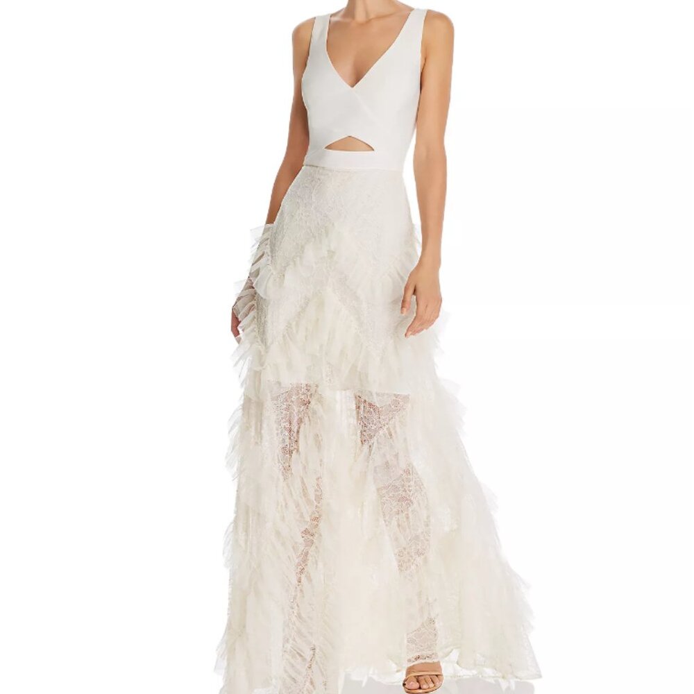 BCBGMaxAzria Ruffled Cut-Out Gown NWT US 6